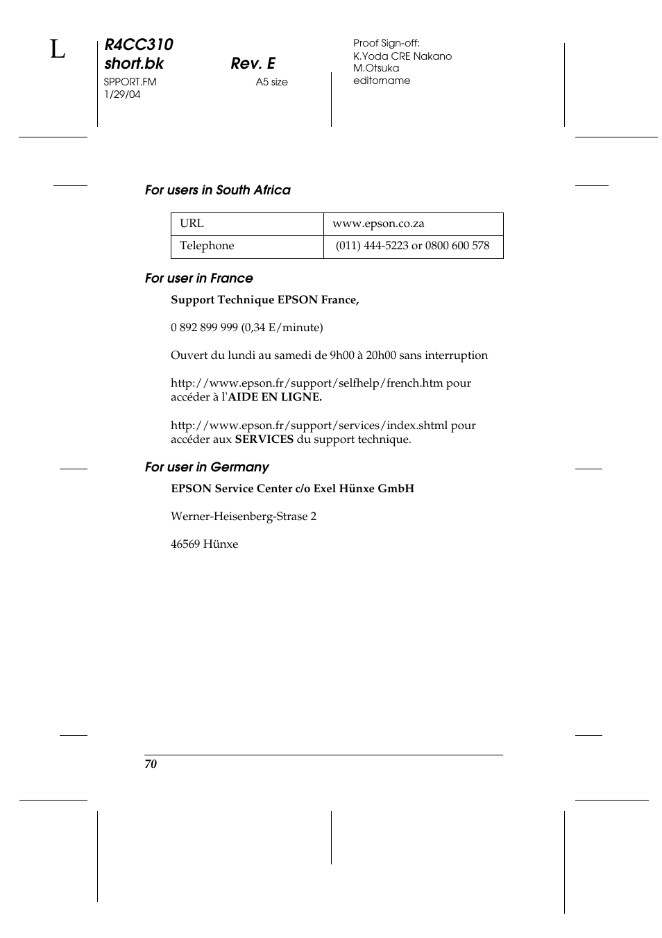 R4cc310 short.bk rev. e | Epson A251B User Manual | Page 70 / 86