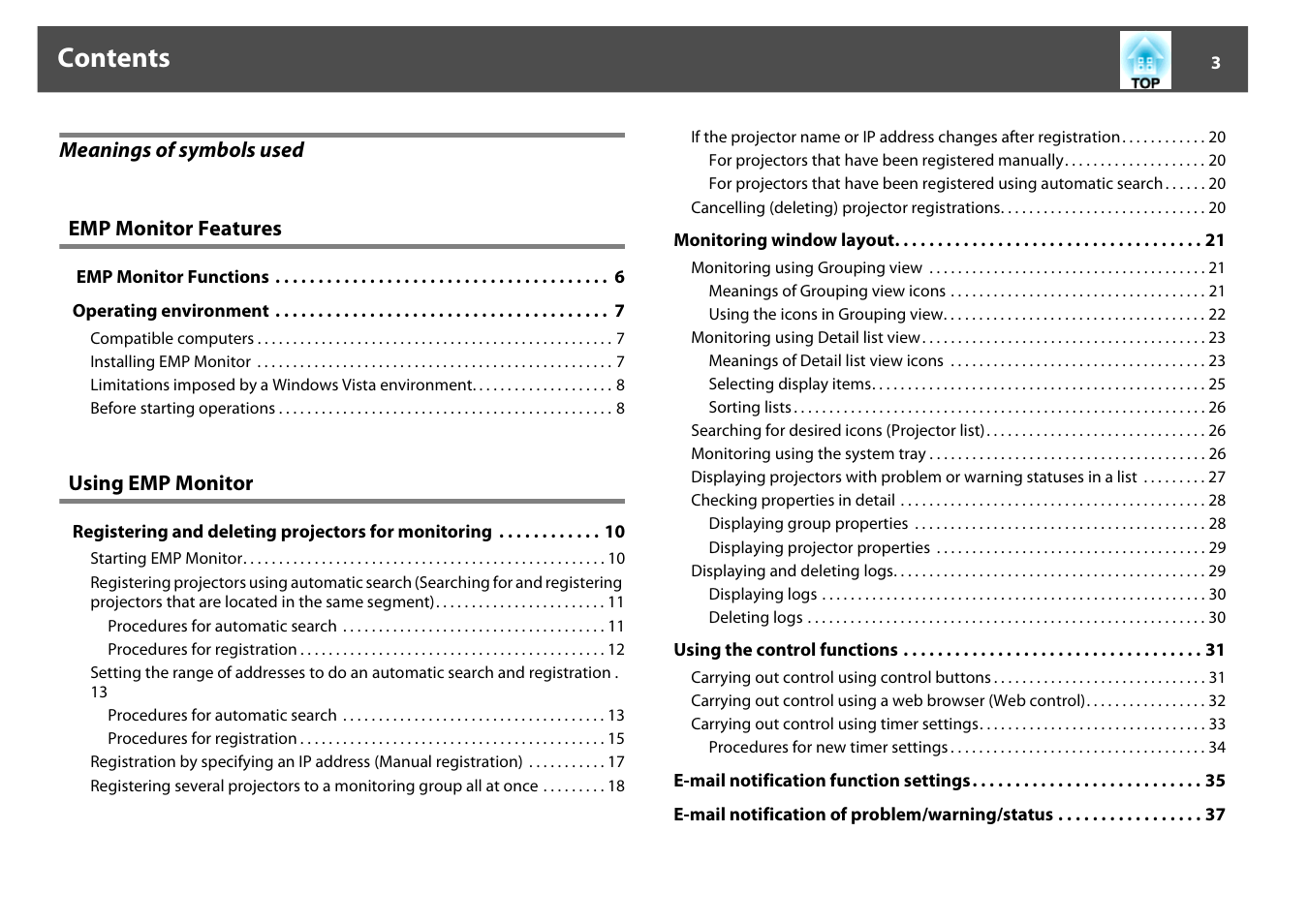 Epson EMP MONITOR OPERATION V4.30 User Manual | Page 3 / 42