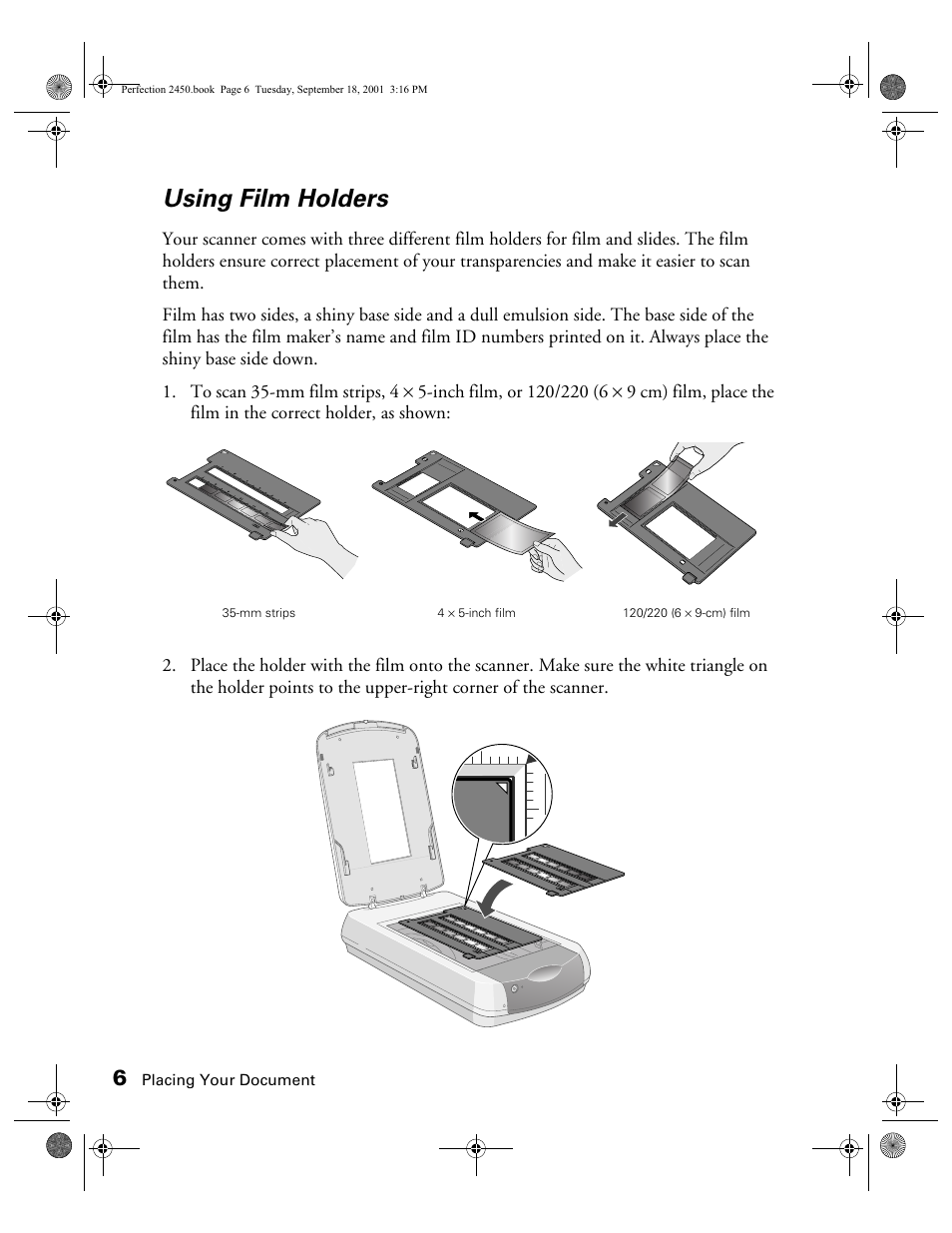 Using film holders | Epson Prefection 2450 User Manual | Page 10 / 58