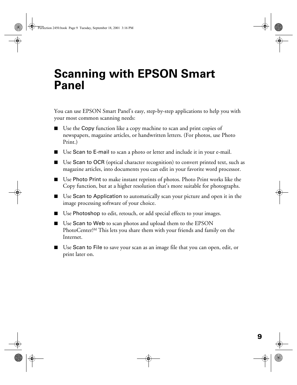 Scanning with epson smart panel | Epson Prefection 2450 User Manual | Page 13 / 58
