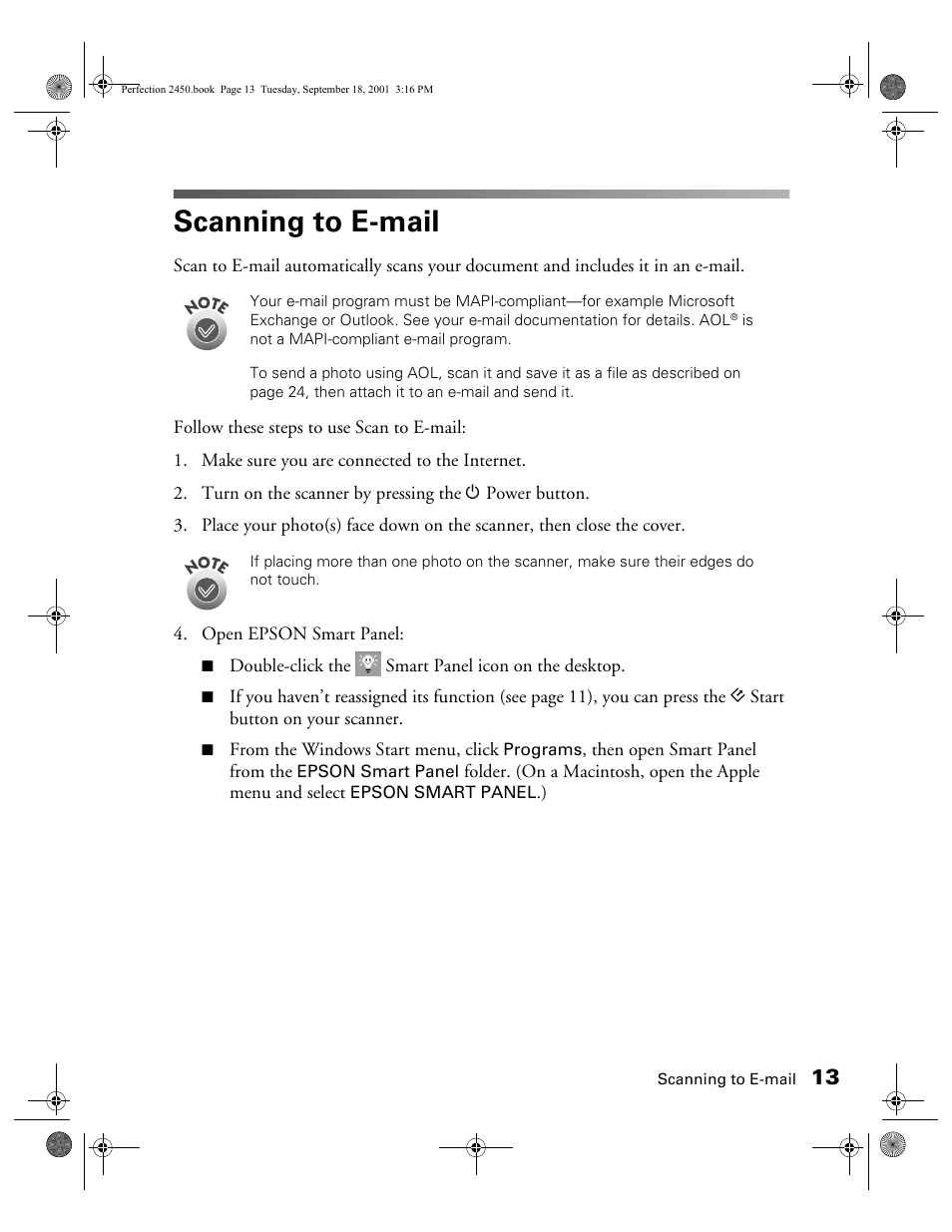 Scanning to e-mail | Epson Prefection 2450 User Manual | Page 17 / 58