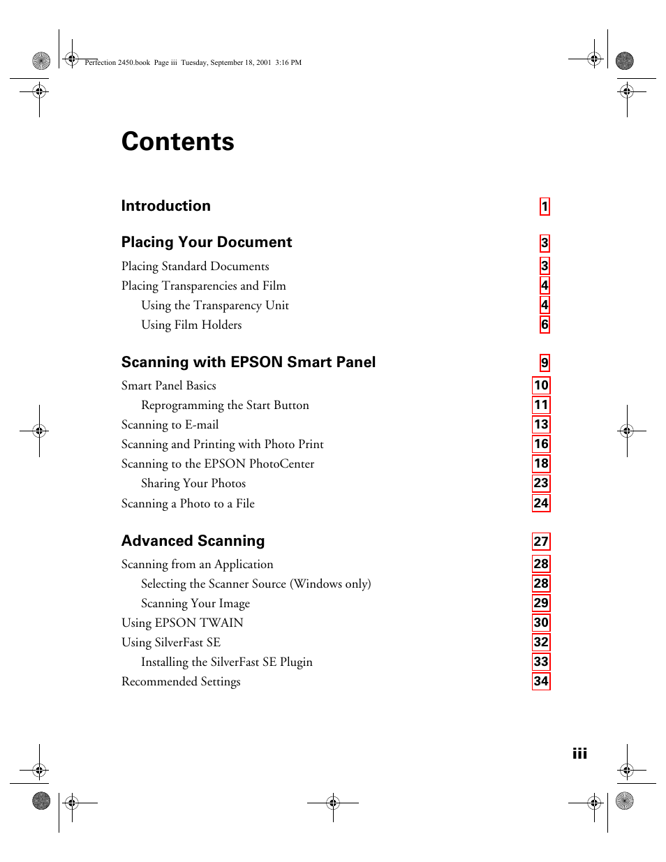 Epson Prefection 2450 User Manual | Page 3 / 58
