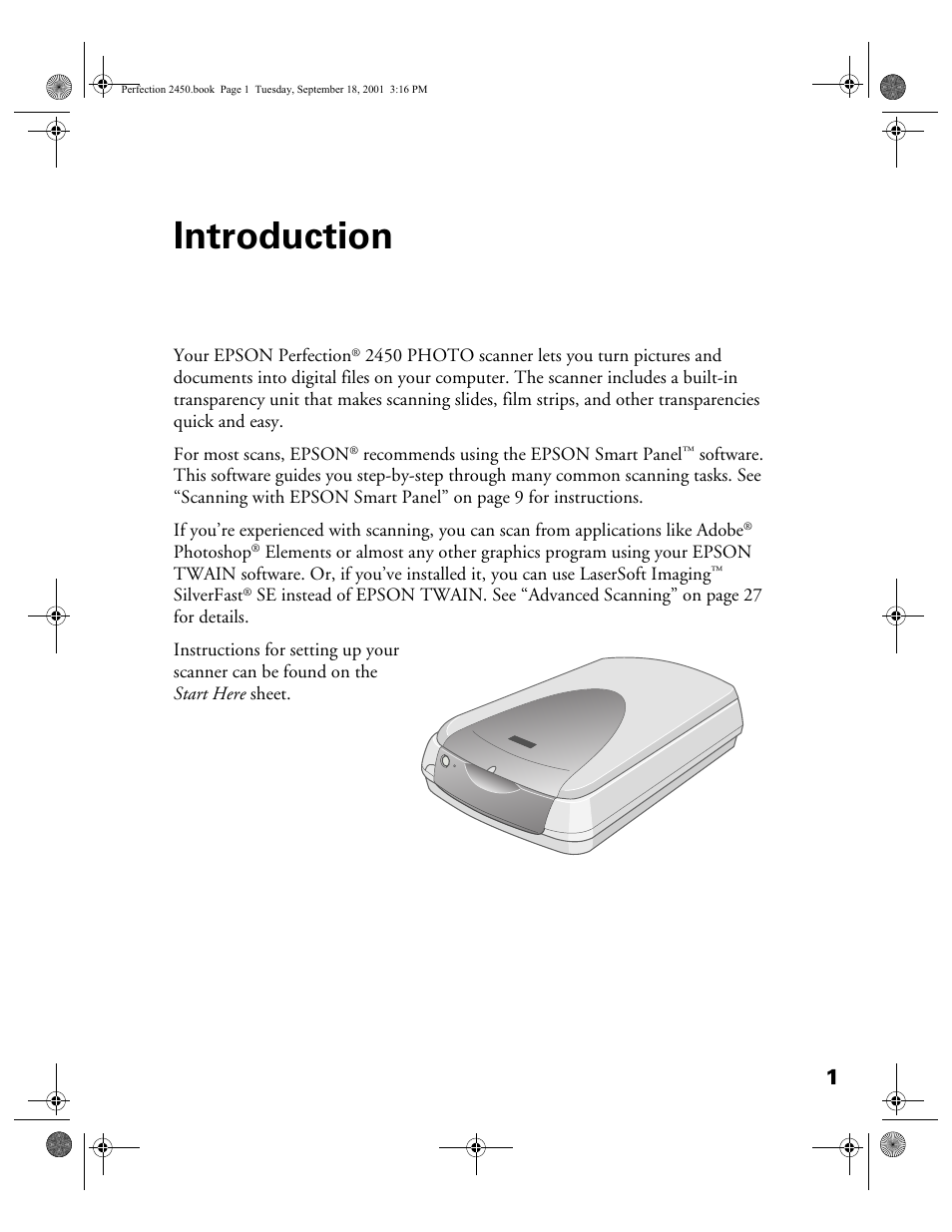 Introduction | Epson Prefection 2450 User Manual | Page 5 / 58