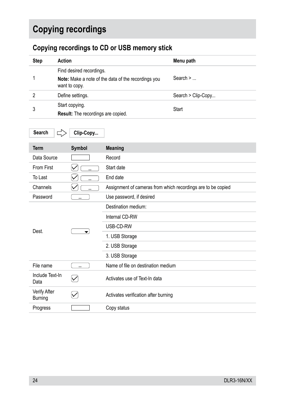 Copying recordings | Epson DLR3-16N/410CDV User Manual | Page 24 / 64