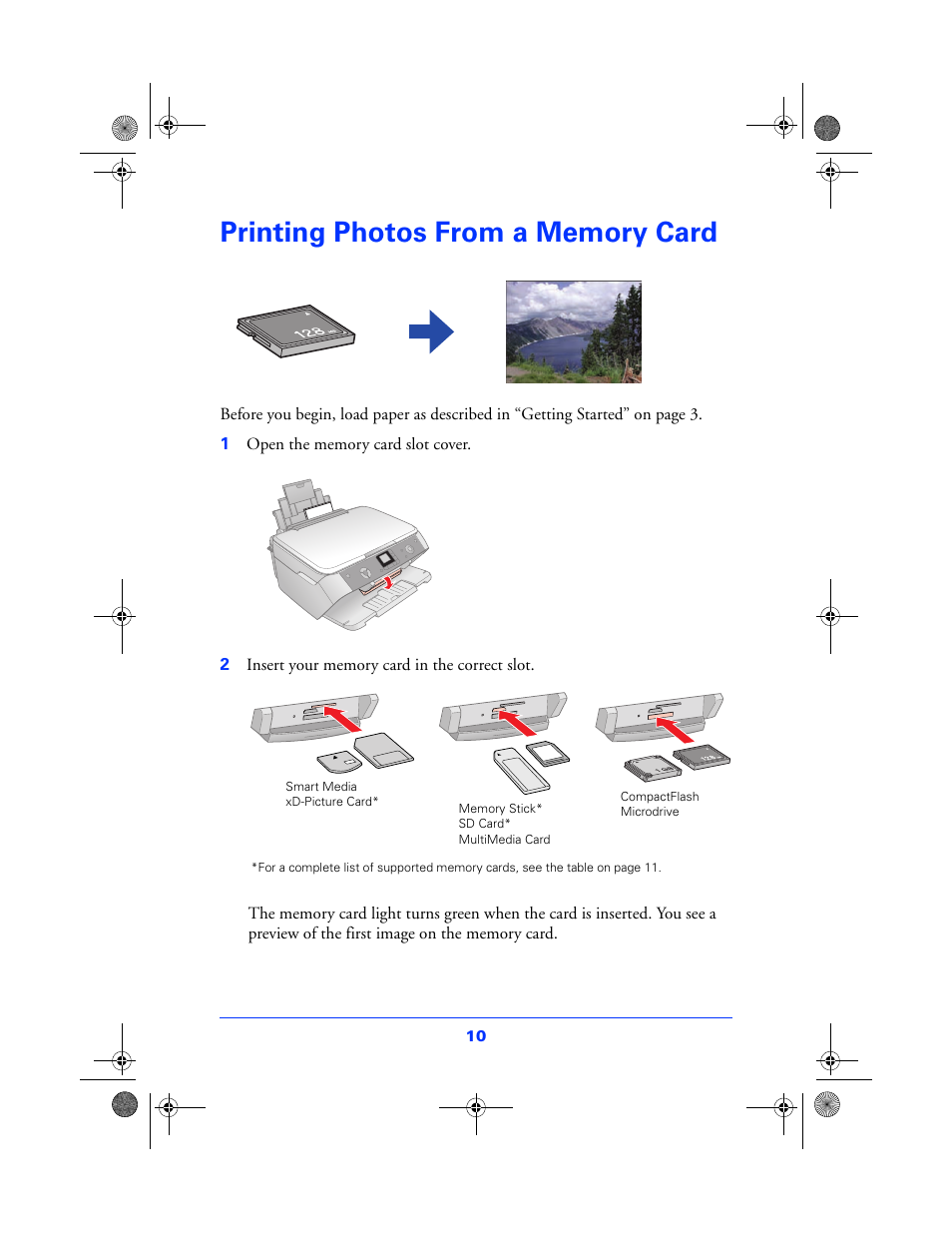 Printing photos from a memory card | Epson All in One Stylus CX7800 User Manual | Page 10 / 12