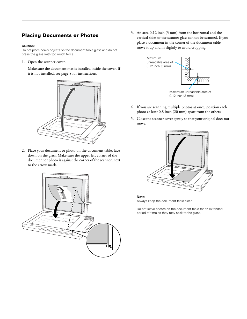 Placing documents or photos | Epson PERFECTION V350 User Manual | Page 3 / 10