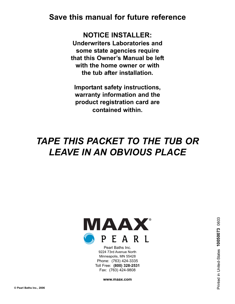 Save this manual for future reference, Notice installer | Epson 10050073 User Manual | Page 16 / 16