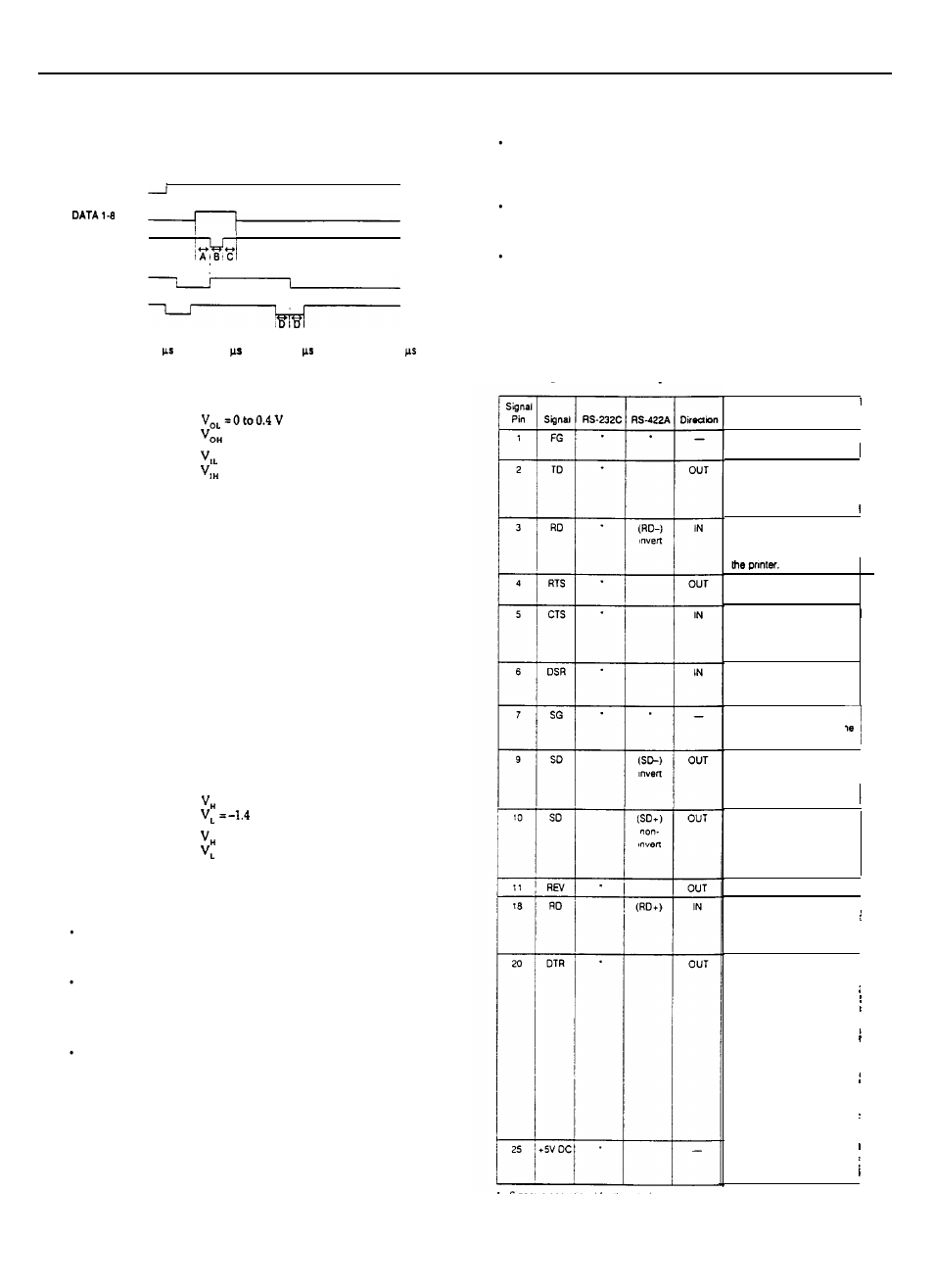 Interface timing, Serial interface, Transmission procedures | Serial interface pin assignments, Epl-6000 laser printer interface timing | Epson EPL-6000 User Manual | Page 3 / 9