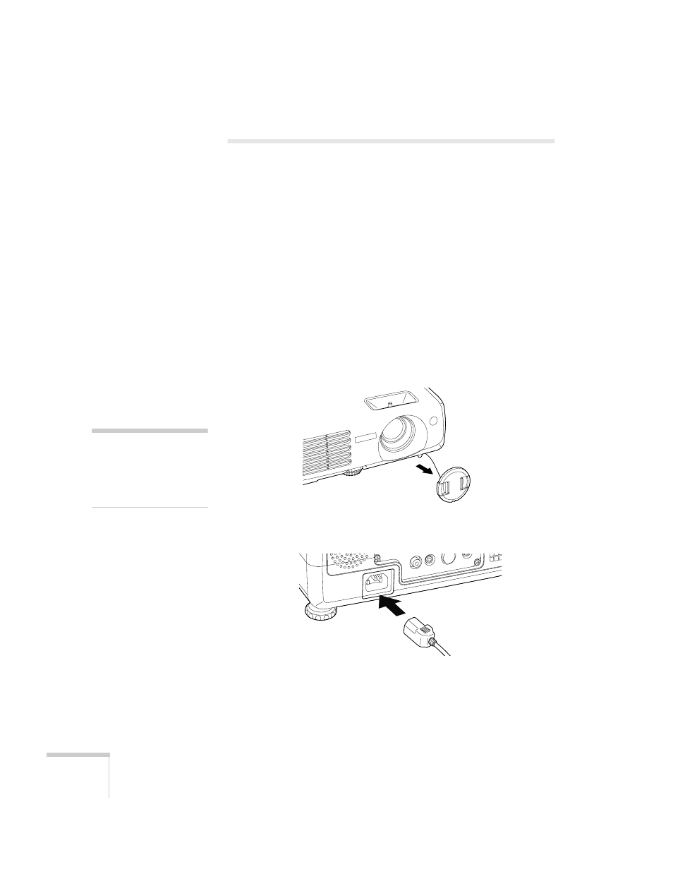 Turning on your equipment, Turning on the projector | Epson 61p User Manual | Page 30 / 116
