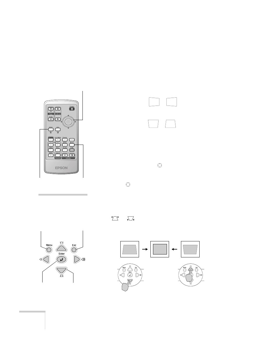 Adjusting the image shape | Epson 61p User Manual | Page 38 / 116