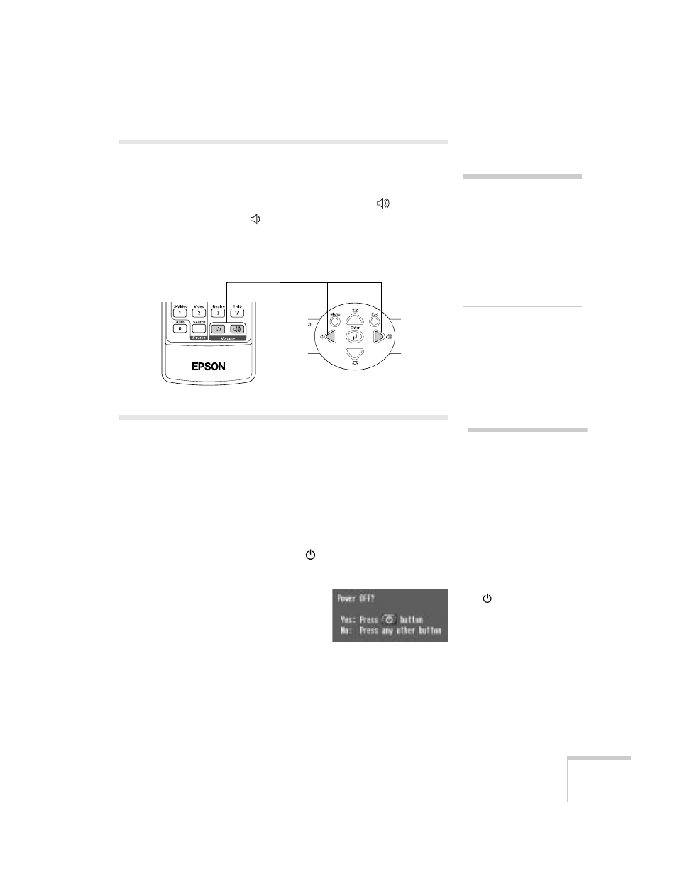 Adjusting the volume, Shutting down the projector, Adjusting the volume shutting down the projector | Epson 61p User Manual | Page 41 / 116