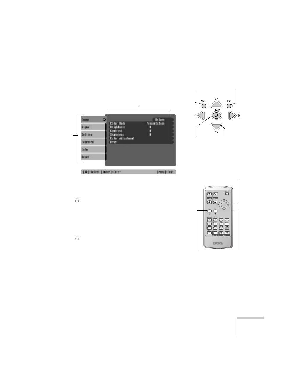 Changing menu settings | Epson 61p User Manual | Page 51 / 116
