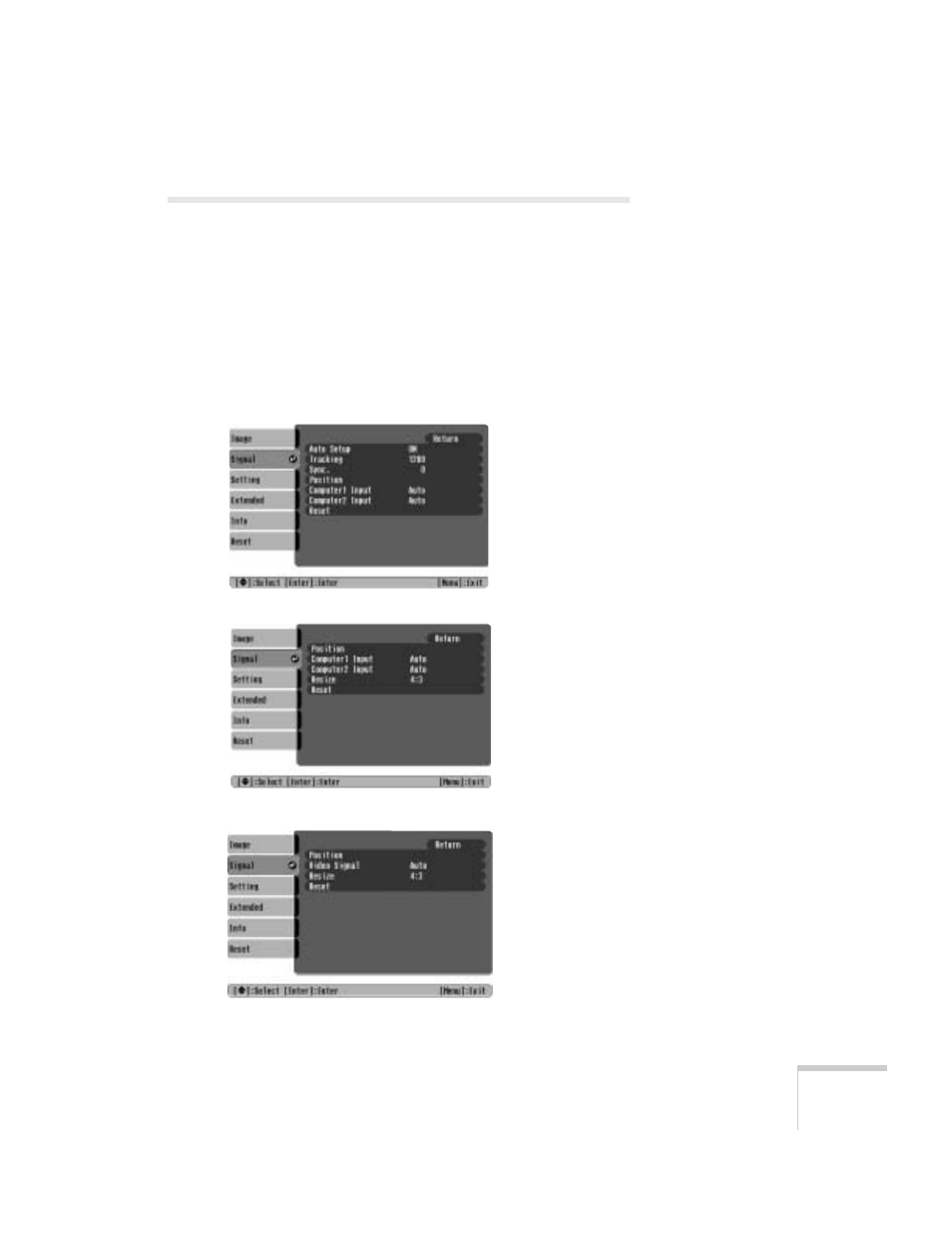 Adjusting the input signal | Epson 61p User Manual | Page 55 / 116