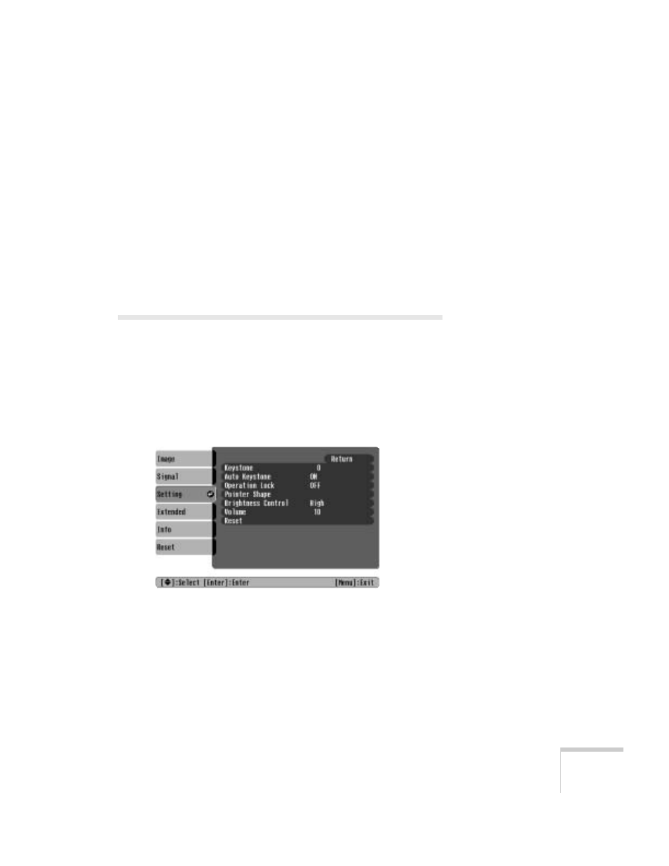 Customizing projector features | Epson 61p User Manual | Page 57 / 116