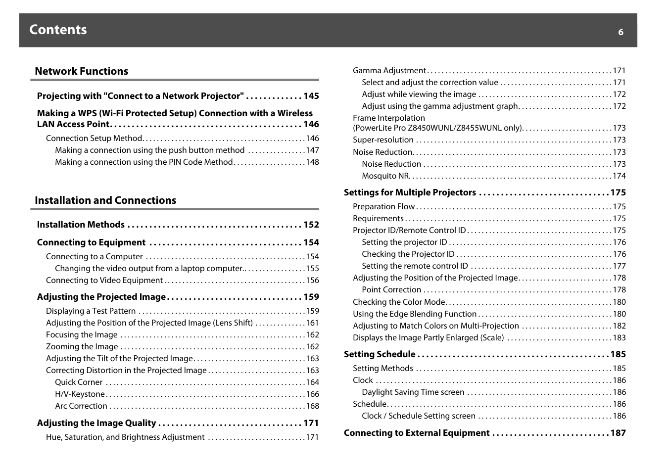 Epson Z8250NL User Manual | Page 6 / 256