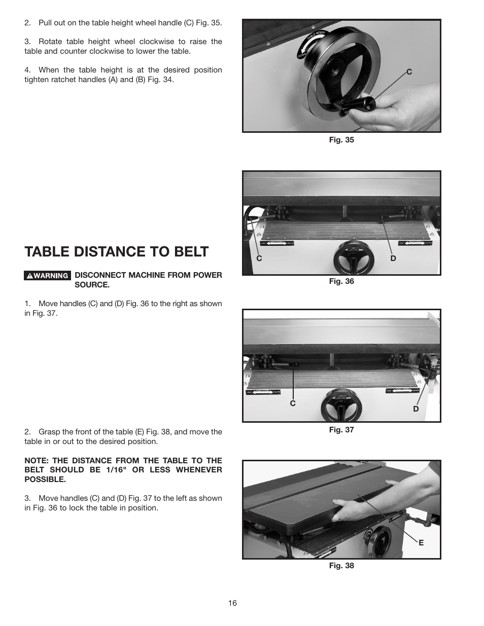 Table distance to belt | Epson 31-396 User Manual | Page 16 / 24