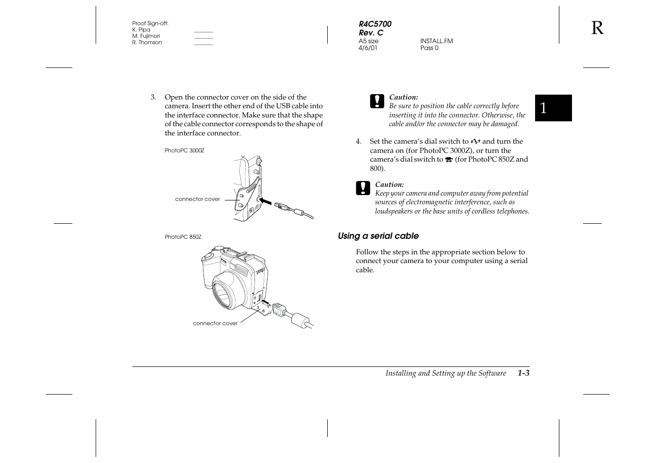 Using a serial cable, Using a serial cable -3 | Epson 4012033-00 XXX User Manual | Page 12 / 81