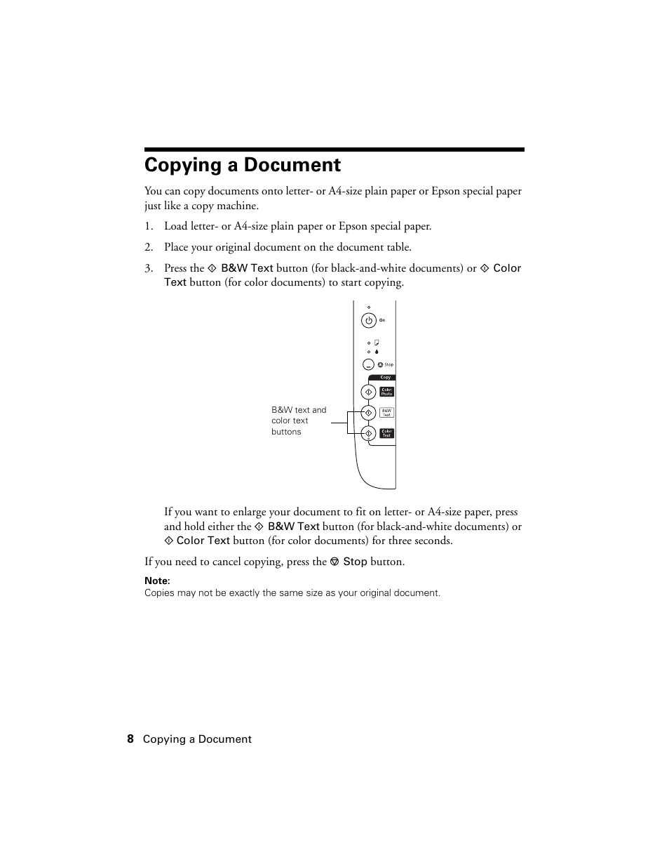 Copying a document | Epson NX100 User Manual | Page 8 / 40