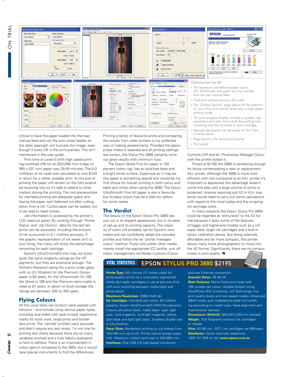 First prints, Quality and speed, Black and white | Maximum size, The verdict, Flying colours | Epson STYLUS PRO 3880 User Manual | Page 3 / 3