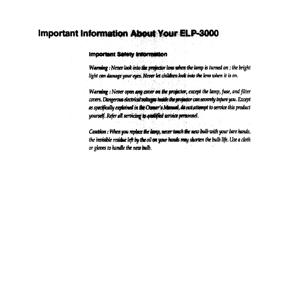 Epson ELP-3000 User Manual | Page 2 / 103