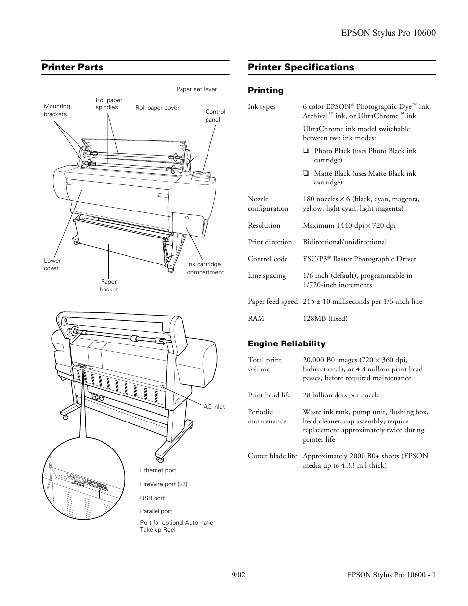 Epson Sylus Pro 10600 User Manual | 16 pages