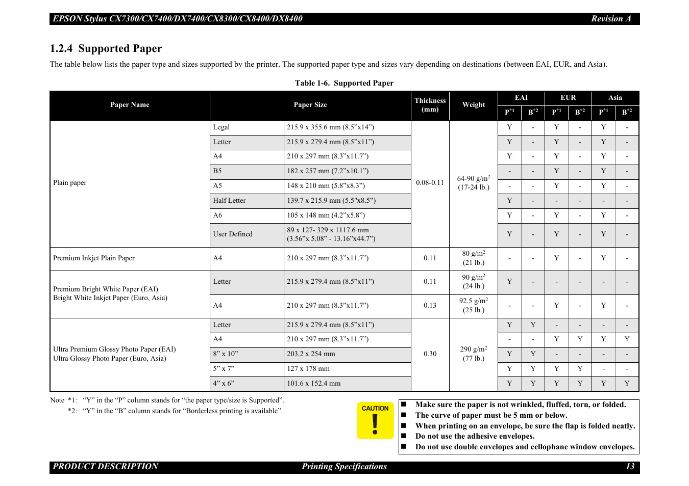 4 supported paper, 4 su | Epson Stylus CX7300 User Manual | Page 13 / 20