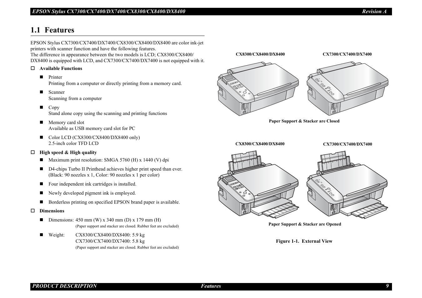 1 features | Epson Stylus CX7300 User Manual | Page 9 / 20
