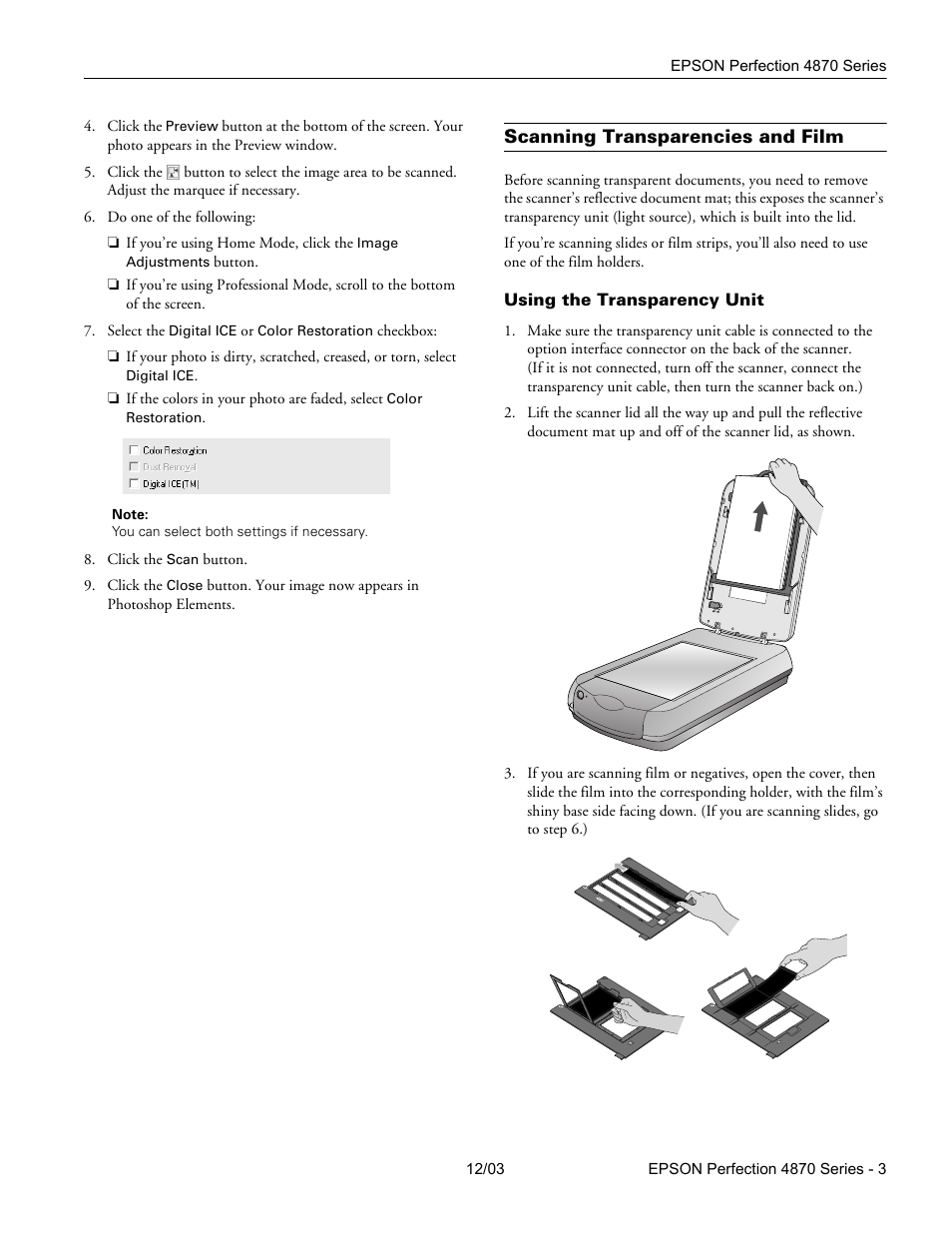 Scanning transparencies and film | Epson 4870 User Manual | Page 3 / 6