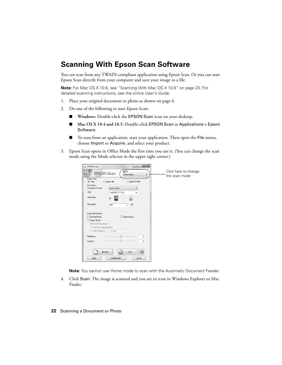 Scanning with epson scan software | Epson WorkForce 645 User Manual | Page 22 / 44