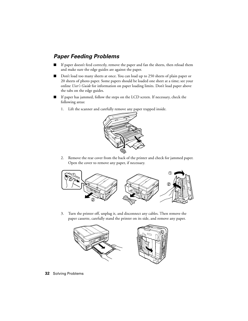 Paper feeding problems | Epson WorkForce 645 User Manual | Page 32 / 44