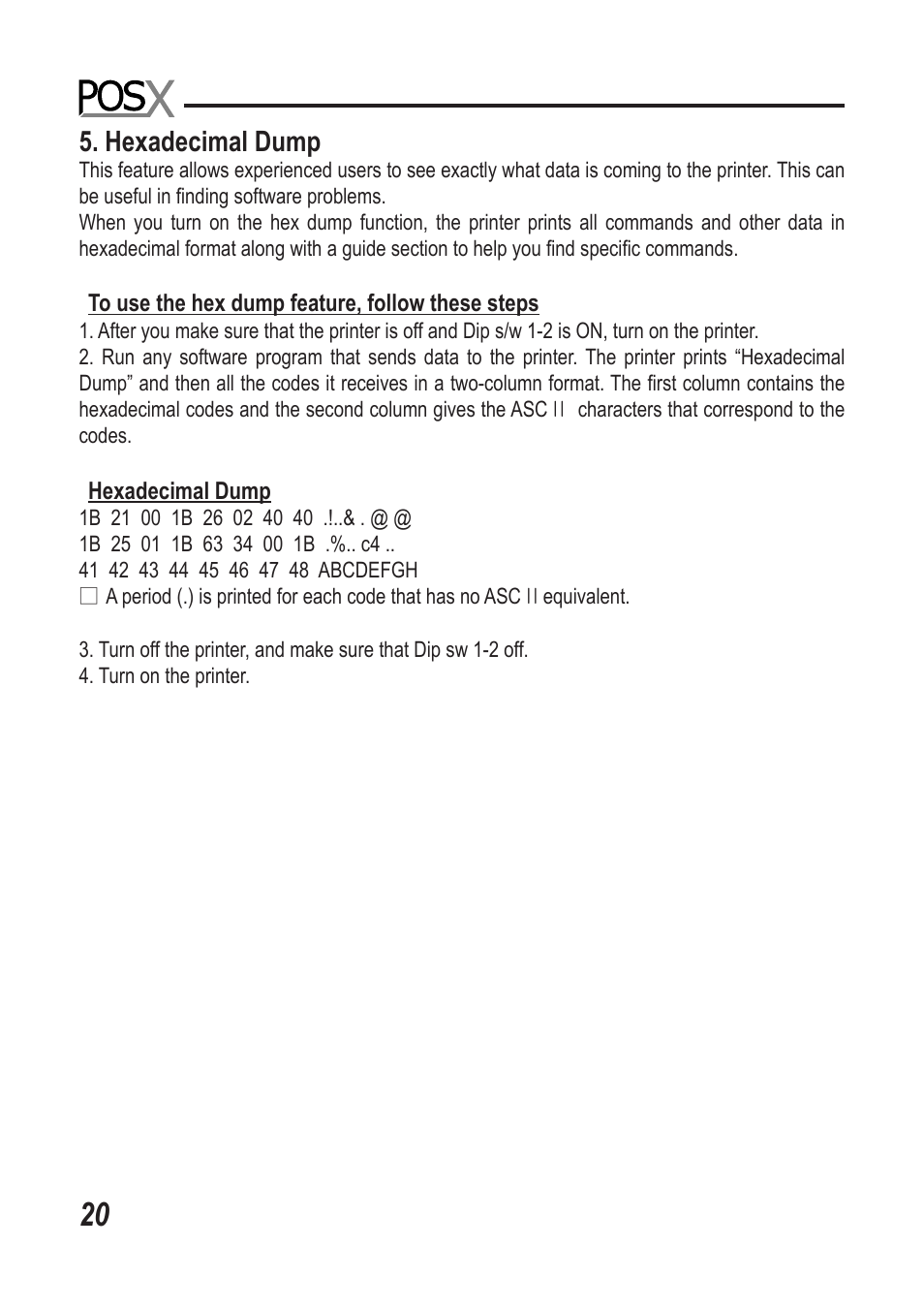 Hexadecimal dump | Epson XR510 User Manual | Page 21 / 29