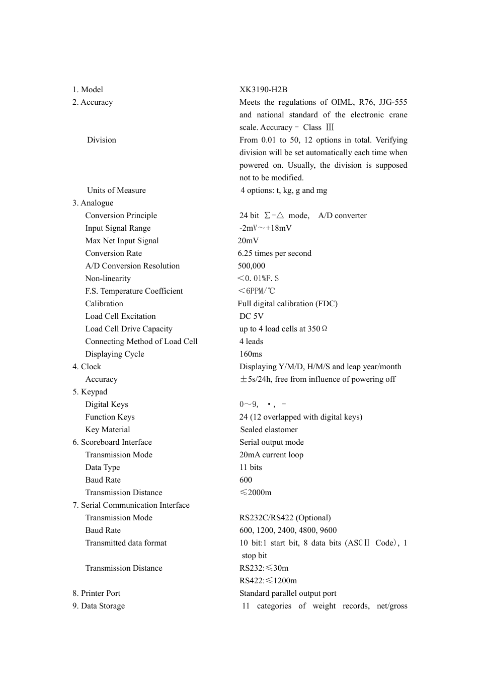 I technical specification | Epson XK3190-H2B User Manual | Page 3 / 20