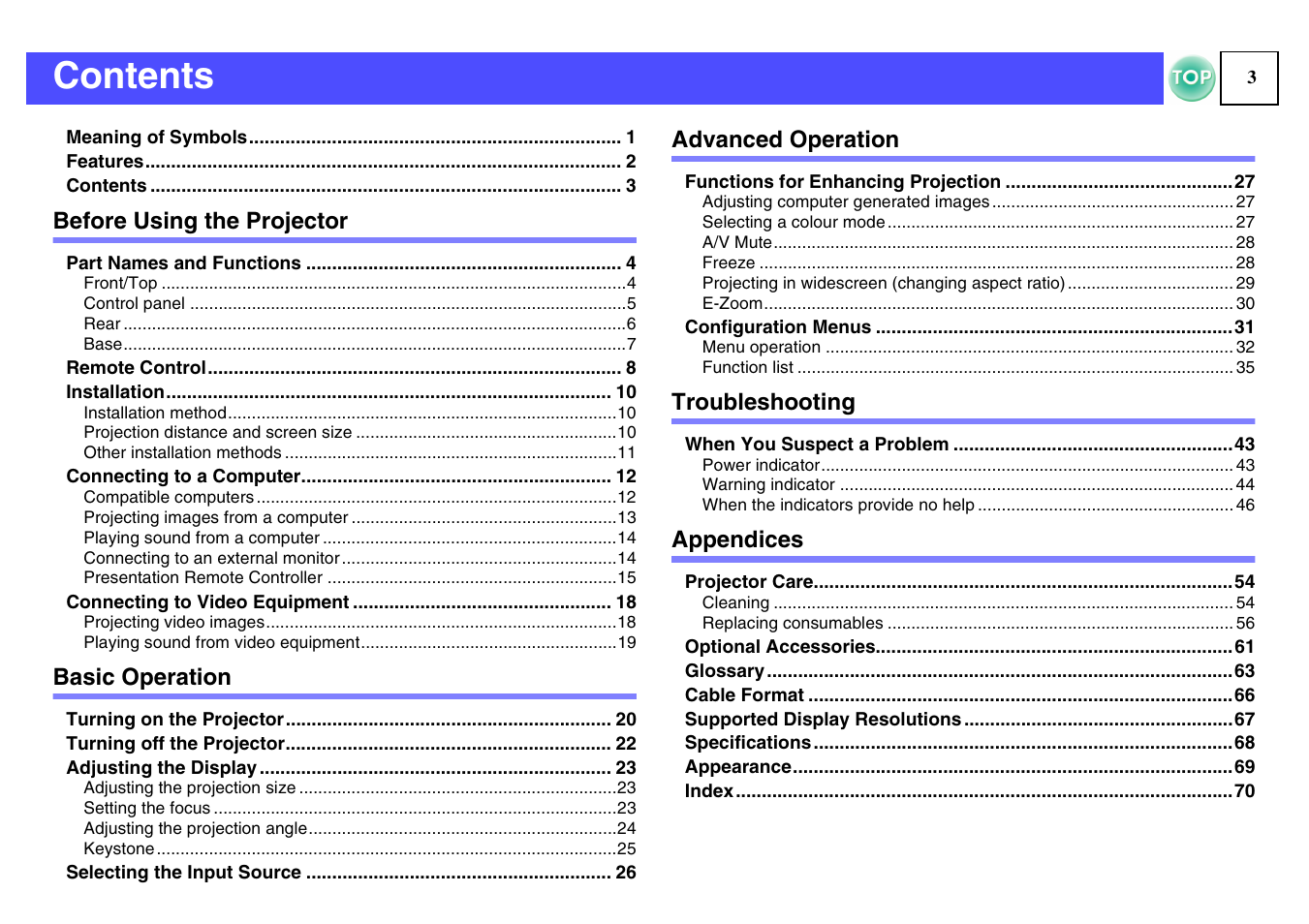 Epson ELPLP29 User Manual | Page 4 / 75