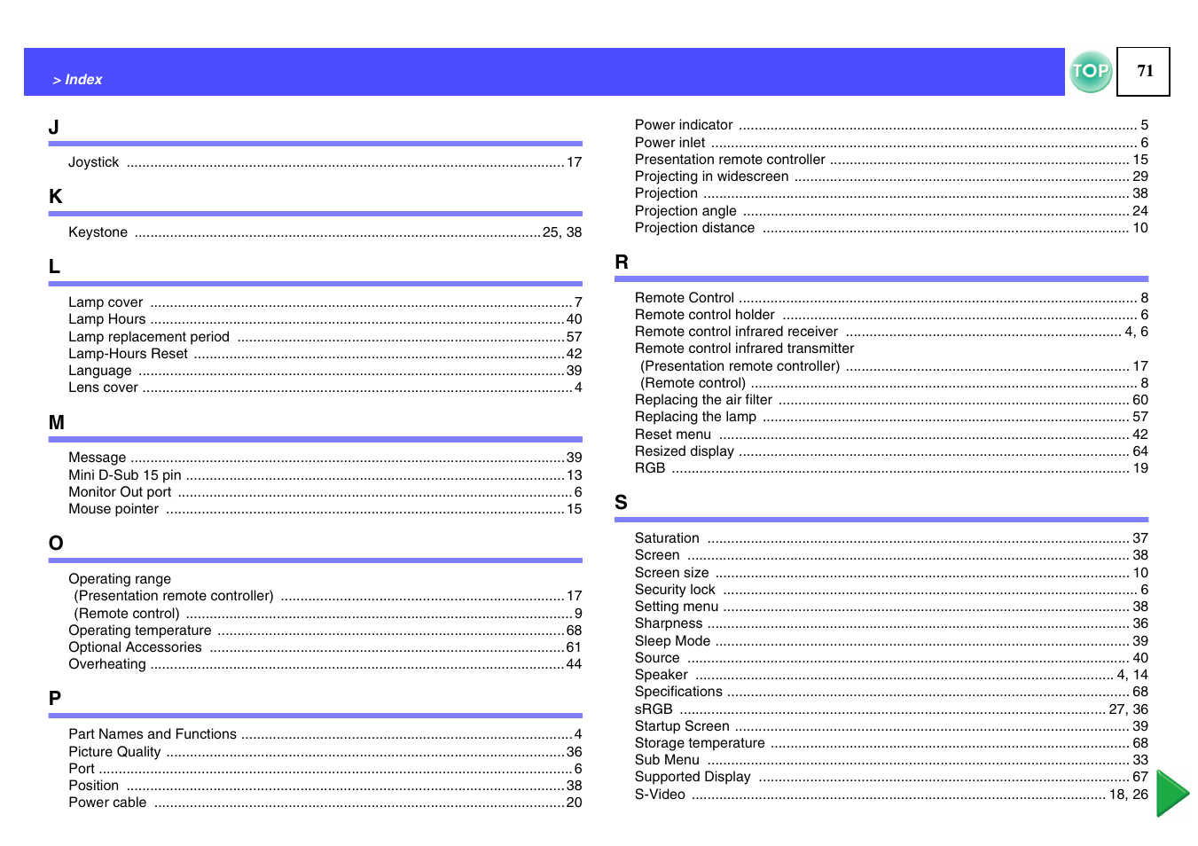 Epson ELPLP29 User Manual | Page 72 / 75