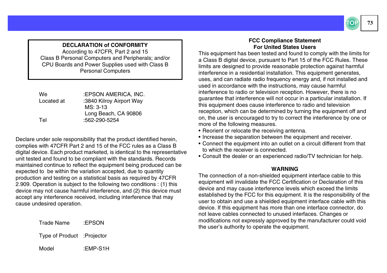 Epson ELPLP29 User Manual | Page 74 / 75