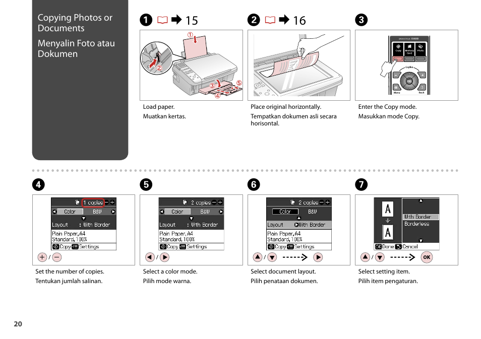 Ar & 15 b r & 16 c | Epson STYLUS SX400  EN User Manual | Page 20 / 64