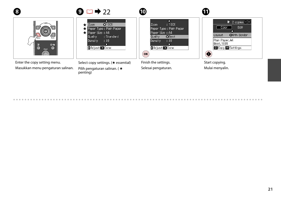 Hj k, Ir & 22 | Epson STYLUS SX400  EN User Manual | Page 21 / 64