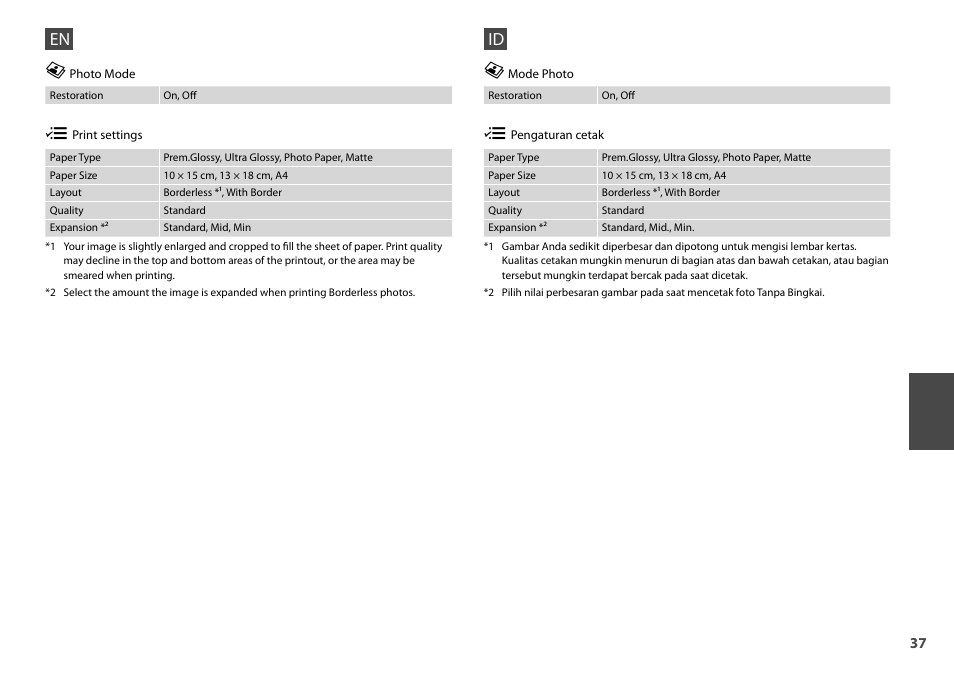 Epson STYLUS SX400  EN User Manual | Page 37 / 64