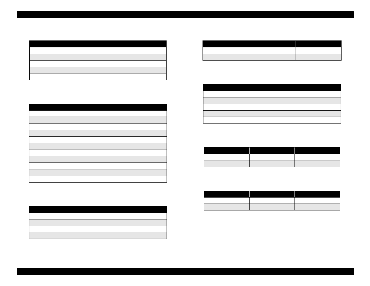 Table 7-2, Table 7-3, Table 7-4 | Table 7-5, Table 7-6, Table 7-7, Table 7-8 | Epson Perfection 610 User Manual | Page 49 / 52