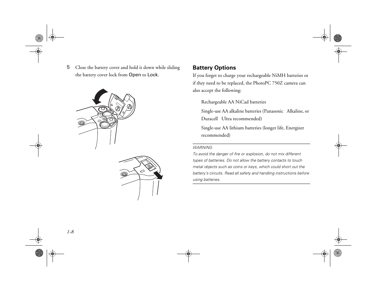 Battery options | Epson PhotoPC 750Z User Manual | Page 14 / 53