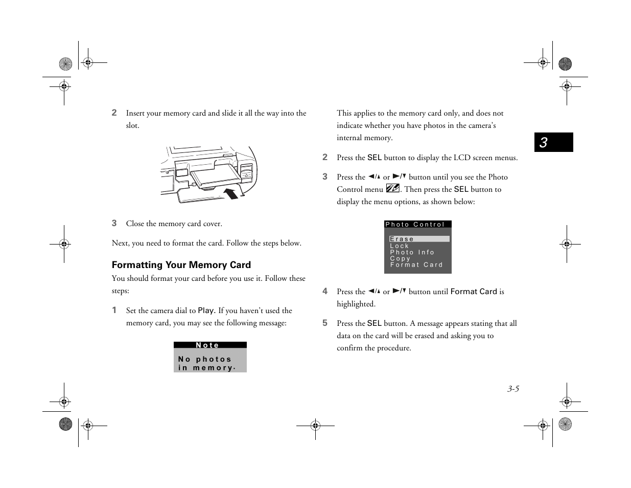 Formatting your memory card | Epson PhotoPC 750Z User Manual | Page 25 / 53