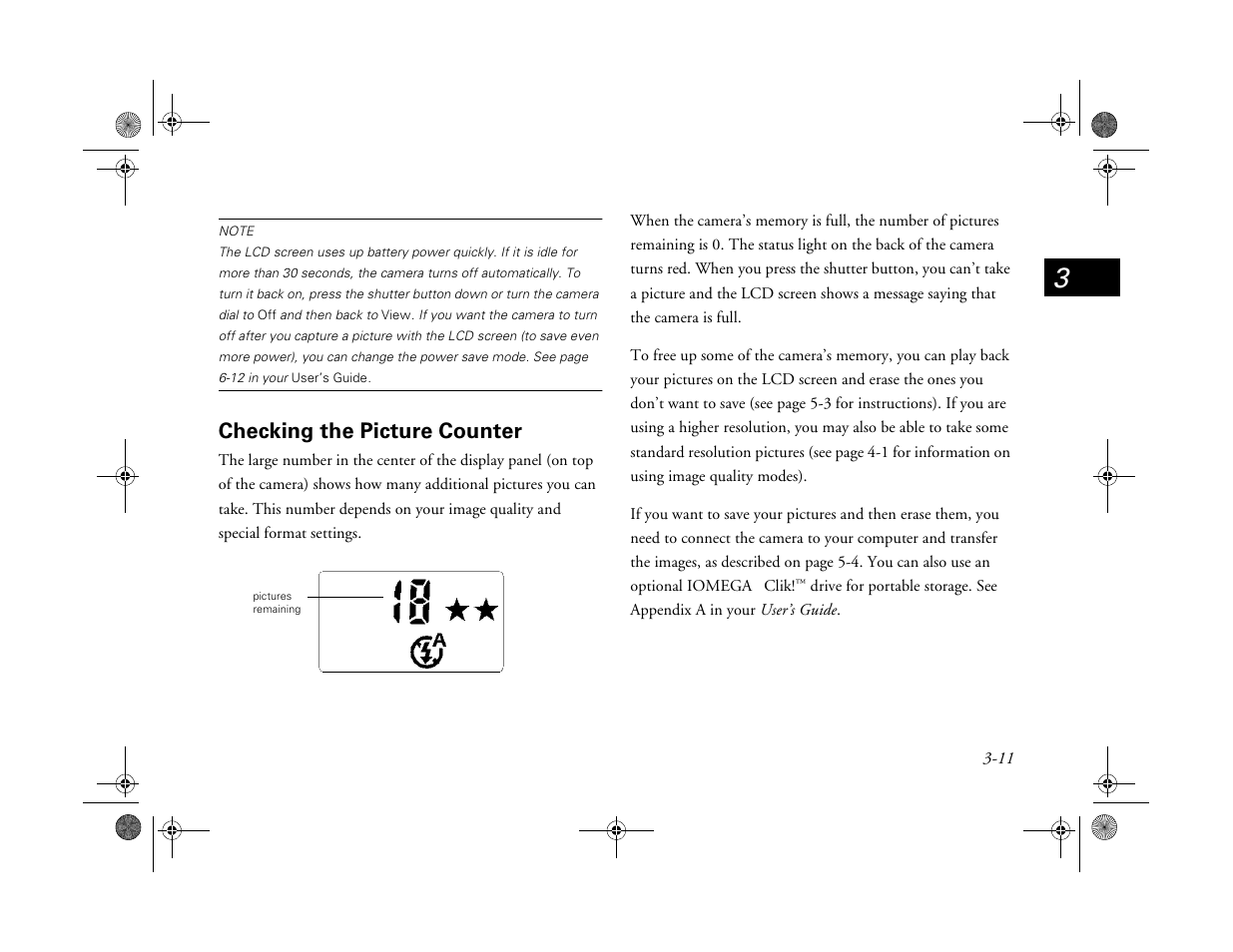 Checking the picture counter | Epson PhotoPC 750Z User Manual | Page 31 / 53