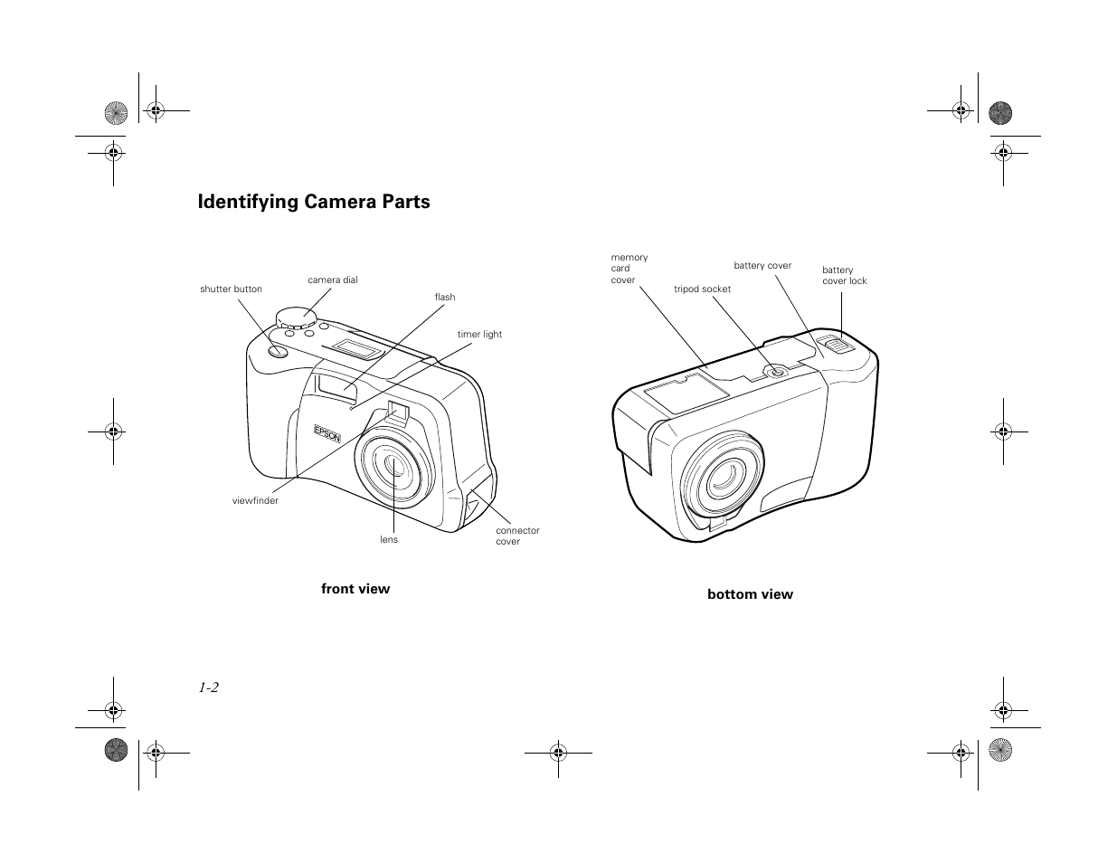 Identifying camera parts | Epson PhotoPC 750Z User Manual | Page 8 / 53