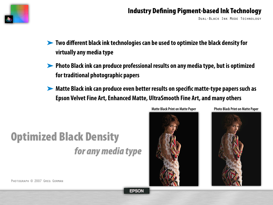 Optimized black density, For any media type | Epson 995 User Manual | Page 30 / 52