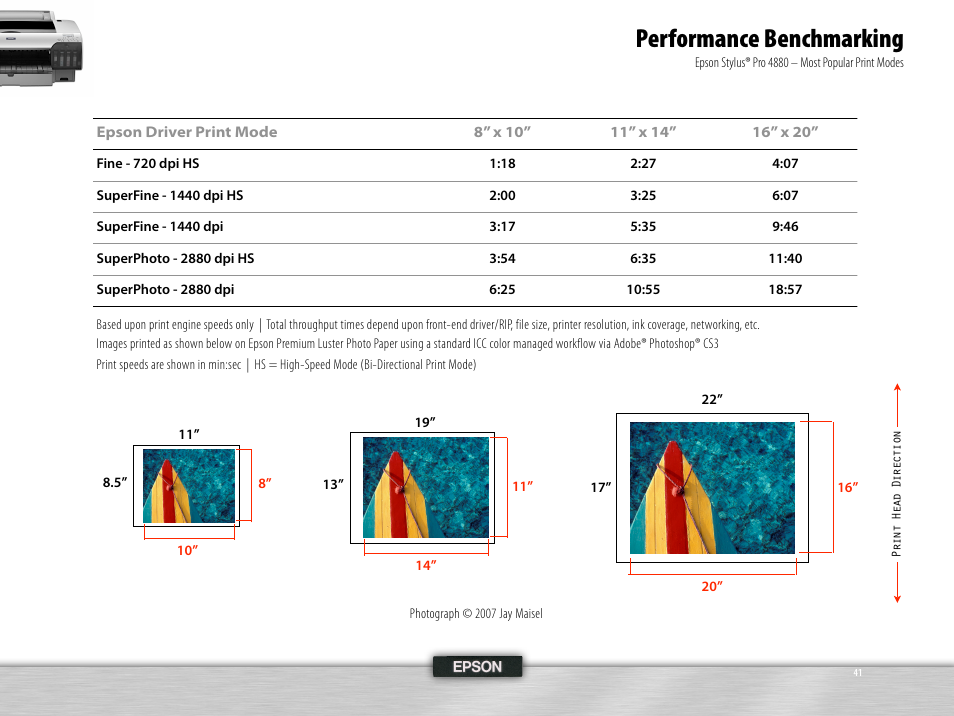 Performance benchmarking | Epson 995 User Manual | Page 41 / 52