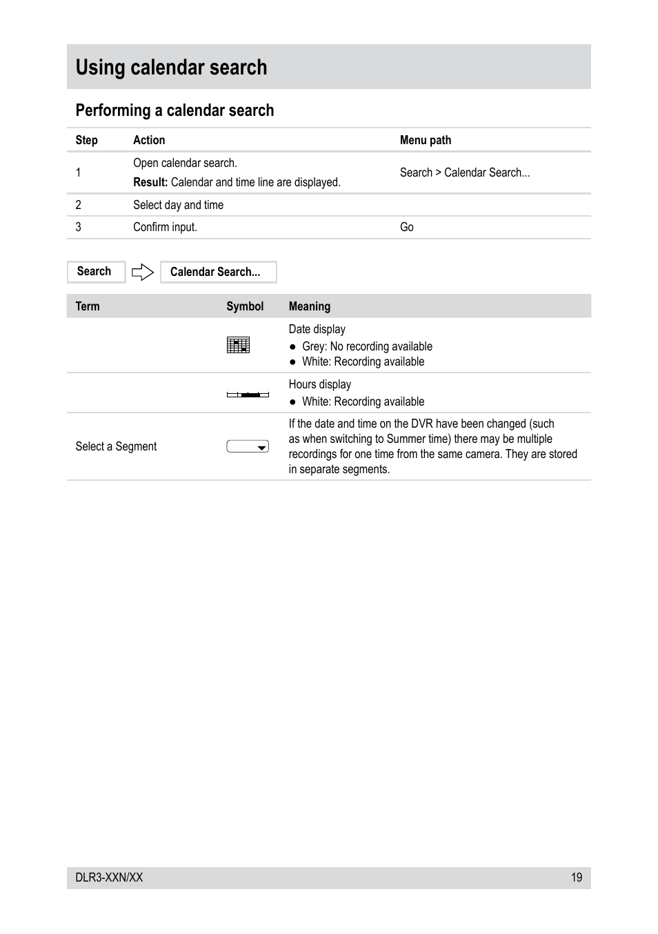Using calendar search, Performing a calendar search | Epson DLR3-08N/660CDV User Manual | Page 19 / 64