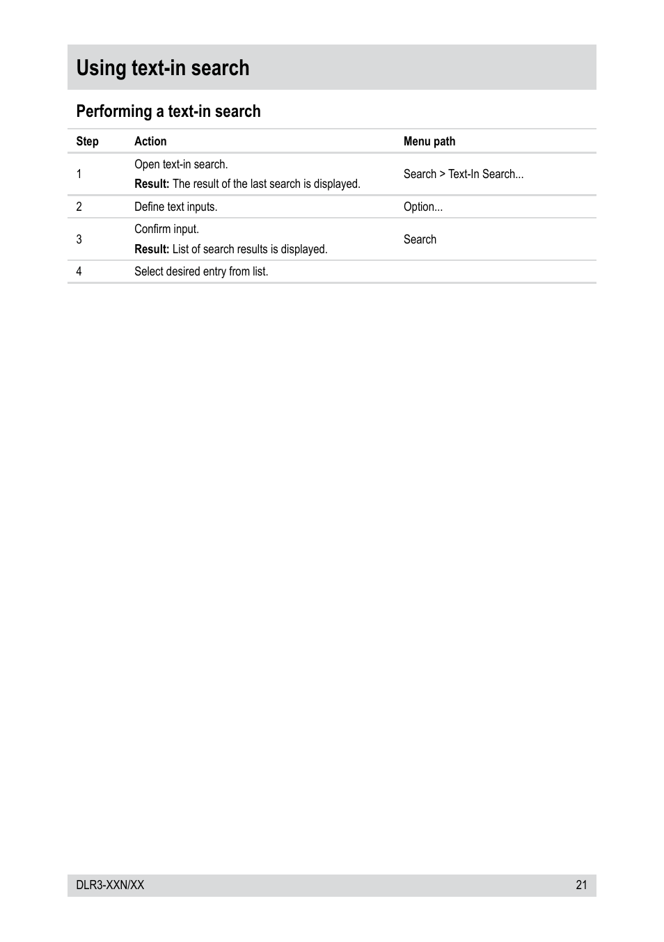 Using text-in search, Performing a text-in search | Epson DLR3-08N/660CDV User Manual | Page 21 / 64