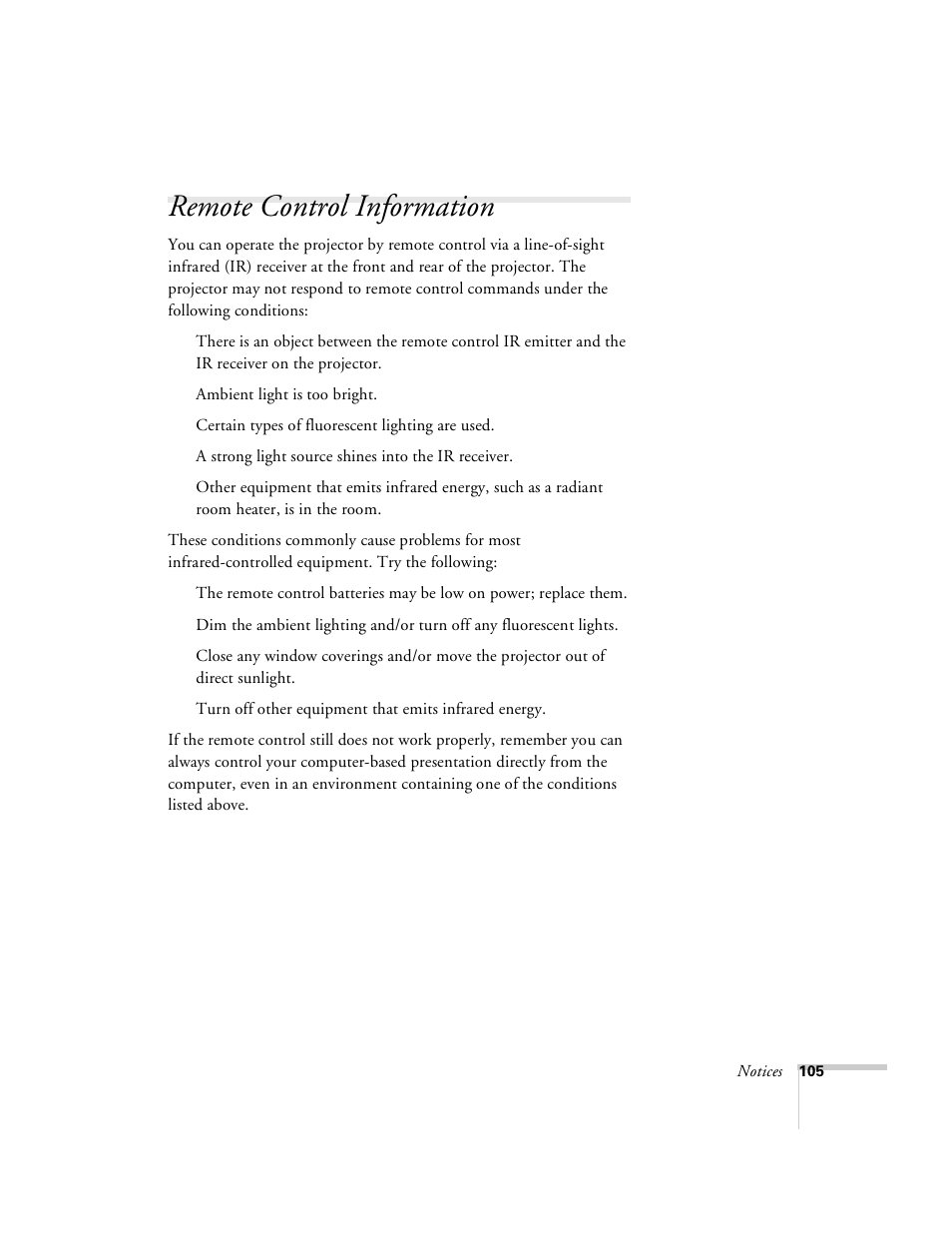 Remote control information | Epson 8100i User Manual | Page 111 / 120