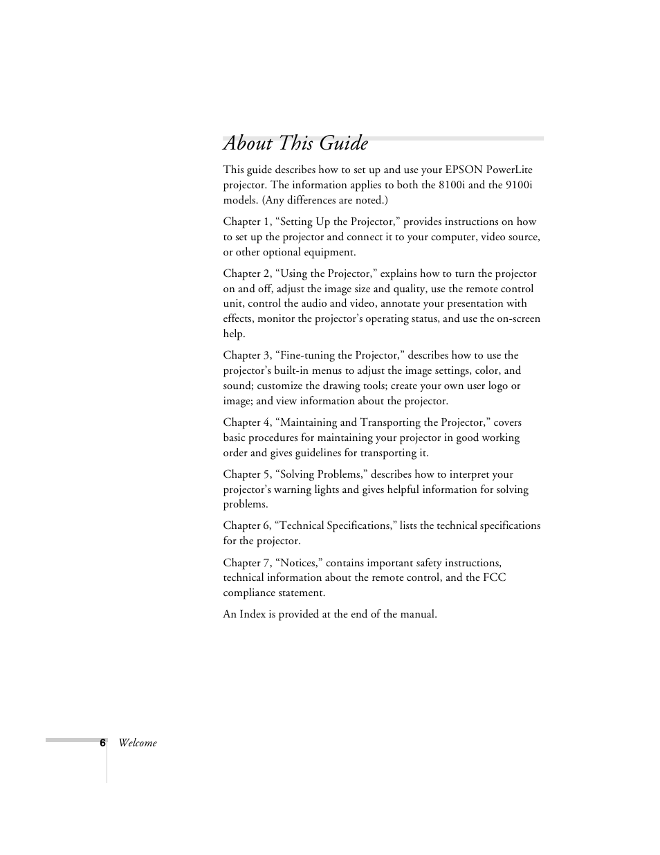 About this guide | Epson 8100i User Manual | Page 12 / 120