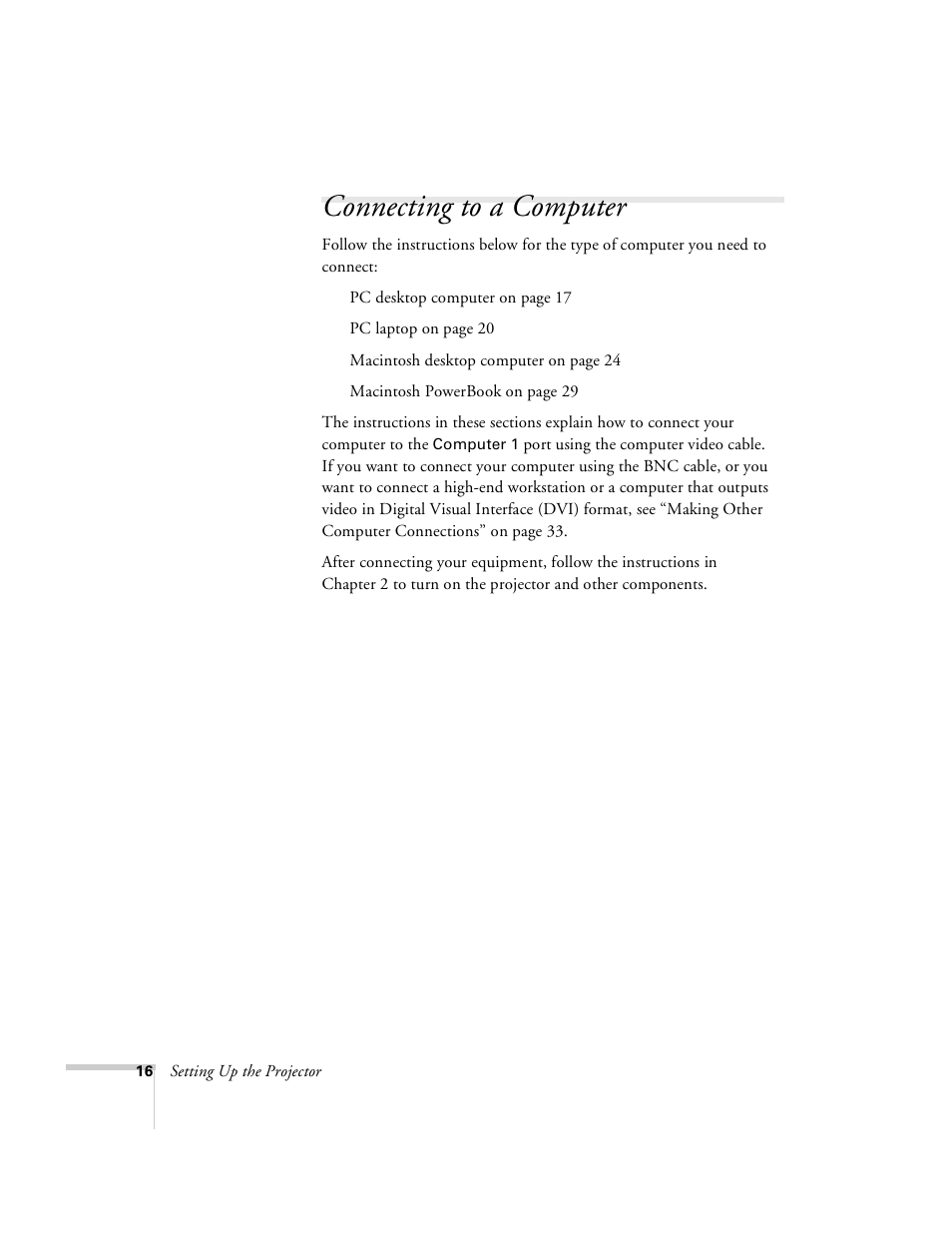 Connecting to a computer | Epson 8100i User Manual | Page 22 / 120